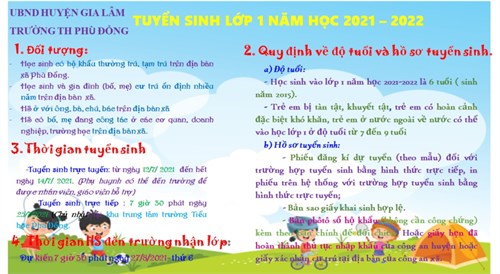 Hướng dẫn tuyển sinh trực tuyến lớp 1 năm học 2021 -2022